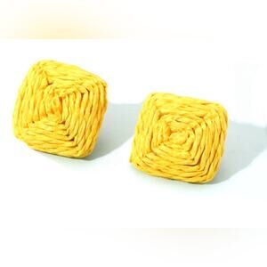 Yellow Raffia Stud Earrings